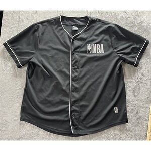Authentic NBA #46 Basketball Black Button Baseball Style Jersey Mens 2XL